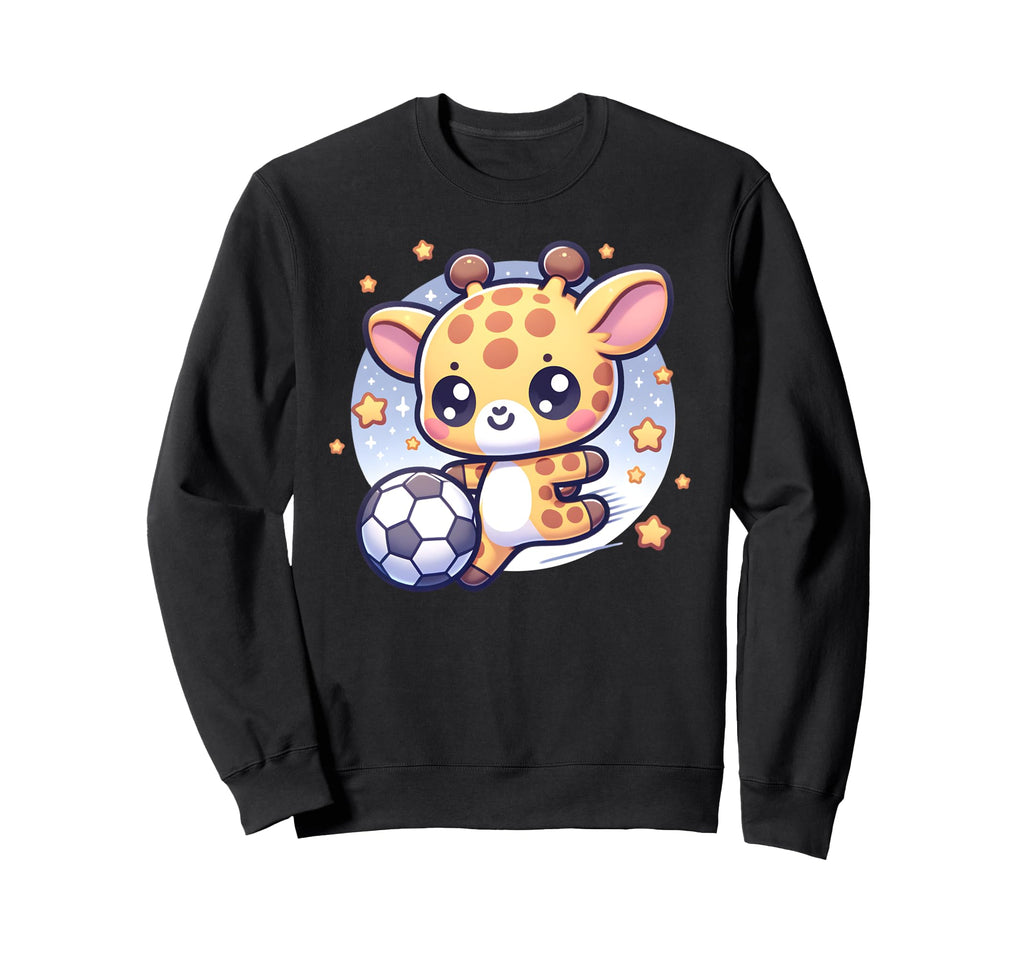 Soccer Playing Giraffe Kicking Soccer Sweatshirt - Graphic Print Unisex