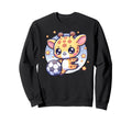 Soccer Playing Giraffe Kicking Soccer Sweatshirt - Graphic Print Unisex