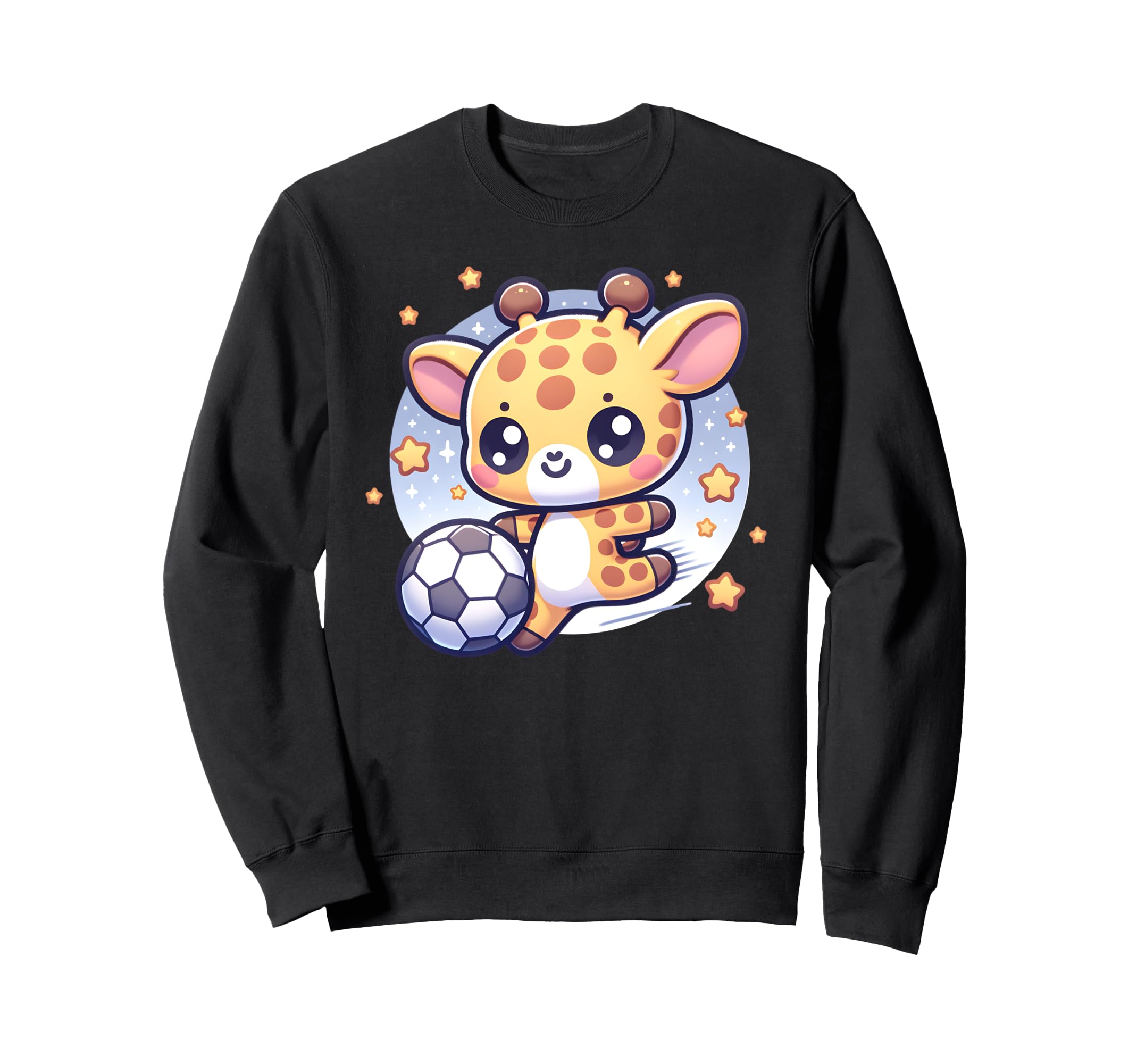 Soccer Playing Giraffe Kicking Soccer Sweatshirt - Graphic Print Unisex