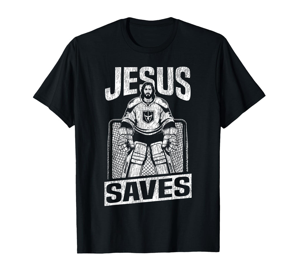 Ice Hockey Goalie Goalkeeper Jesus T-Shirt - Fun Novelty Design Men Women