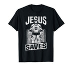 Ice Hockey Goalie Goalkeeper Jesus T-Shirt - Fun Novelty Design Men Women