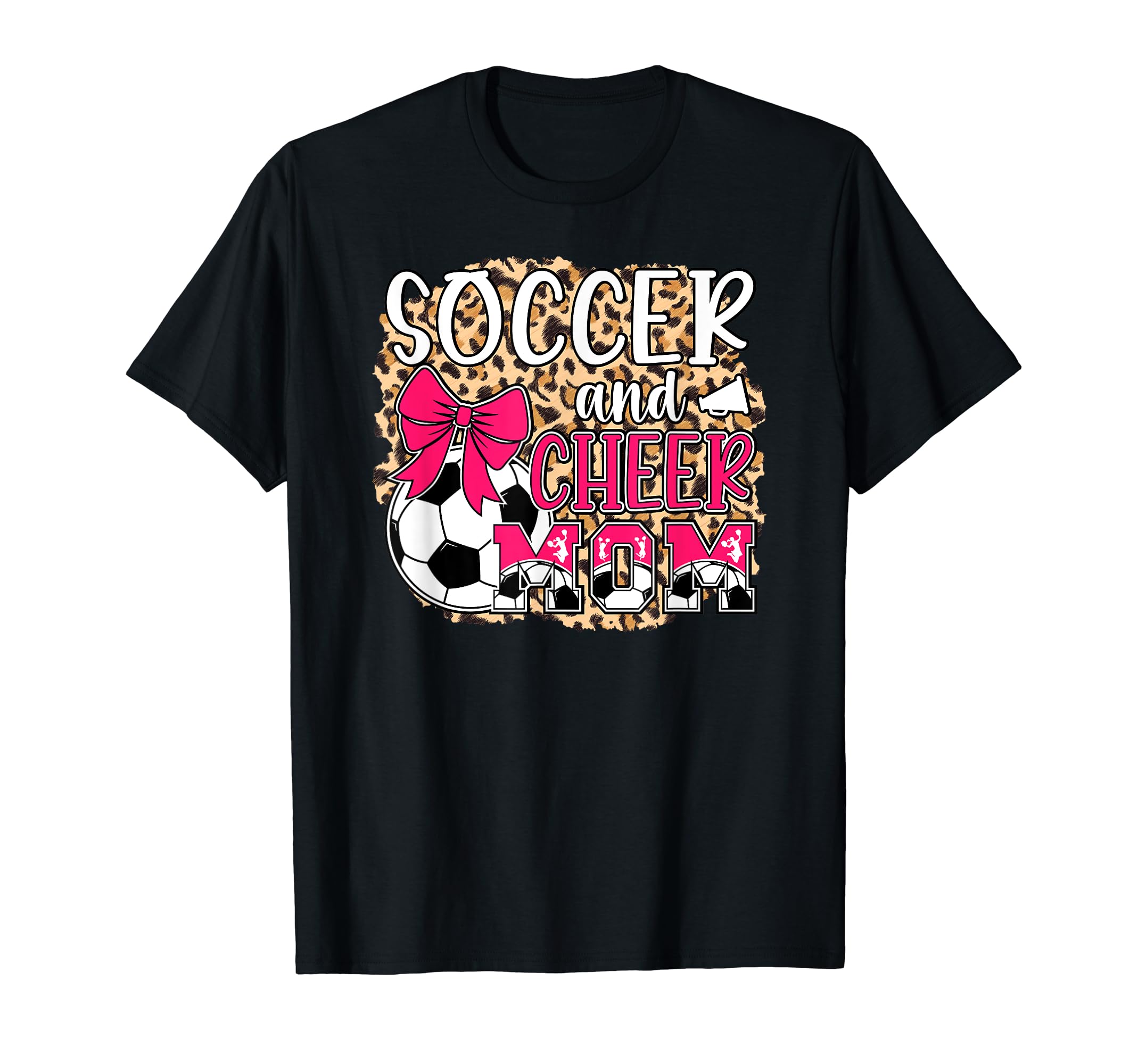 Soccer And Cheer Mom Leopard T-Shirt - Custom Art Print for Adults