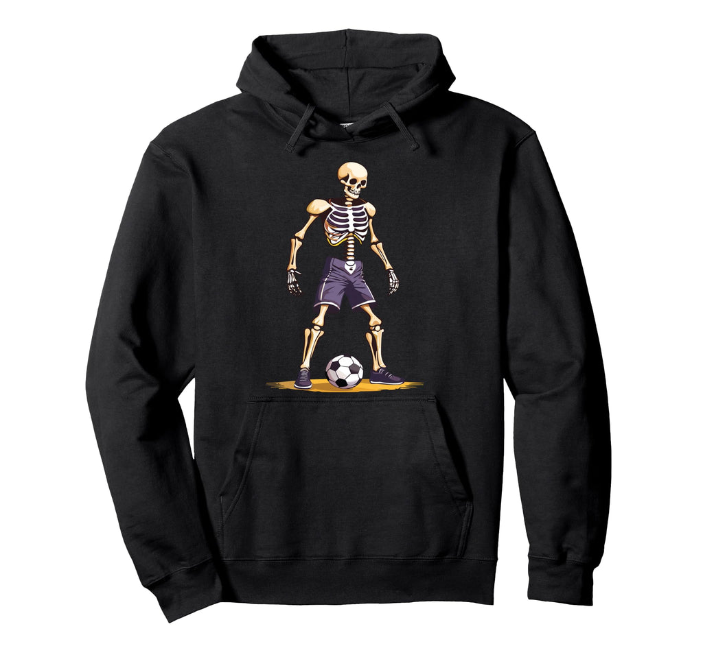 Spooky Skeleton Playing Soccer Halloween Hoodie - Custom Art Print Unisex