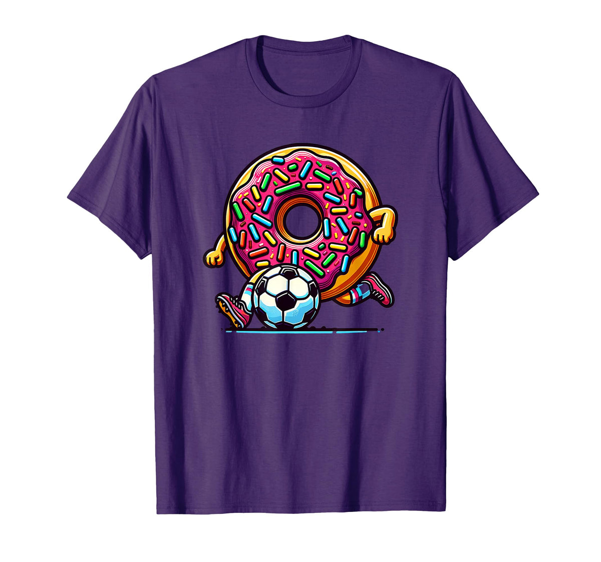 Donut Playing Soccer Funny Sports Trendy T-Shirt - Graphic Print Men Women