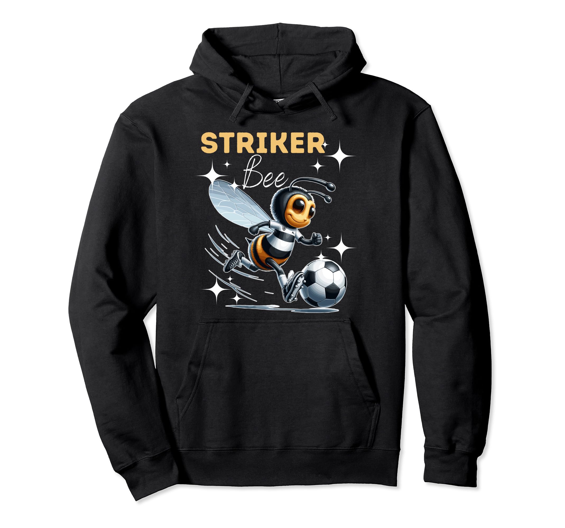 Striker Bee Soccer Enthusiast Hoodie - Graphic Print for Adults