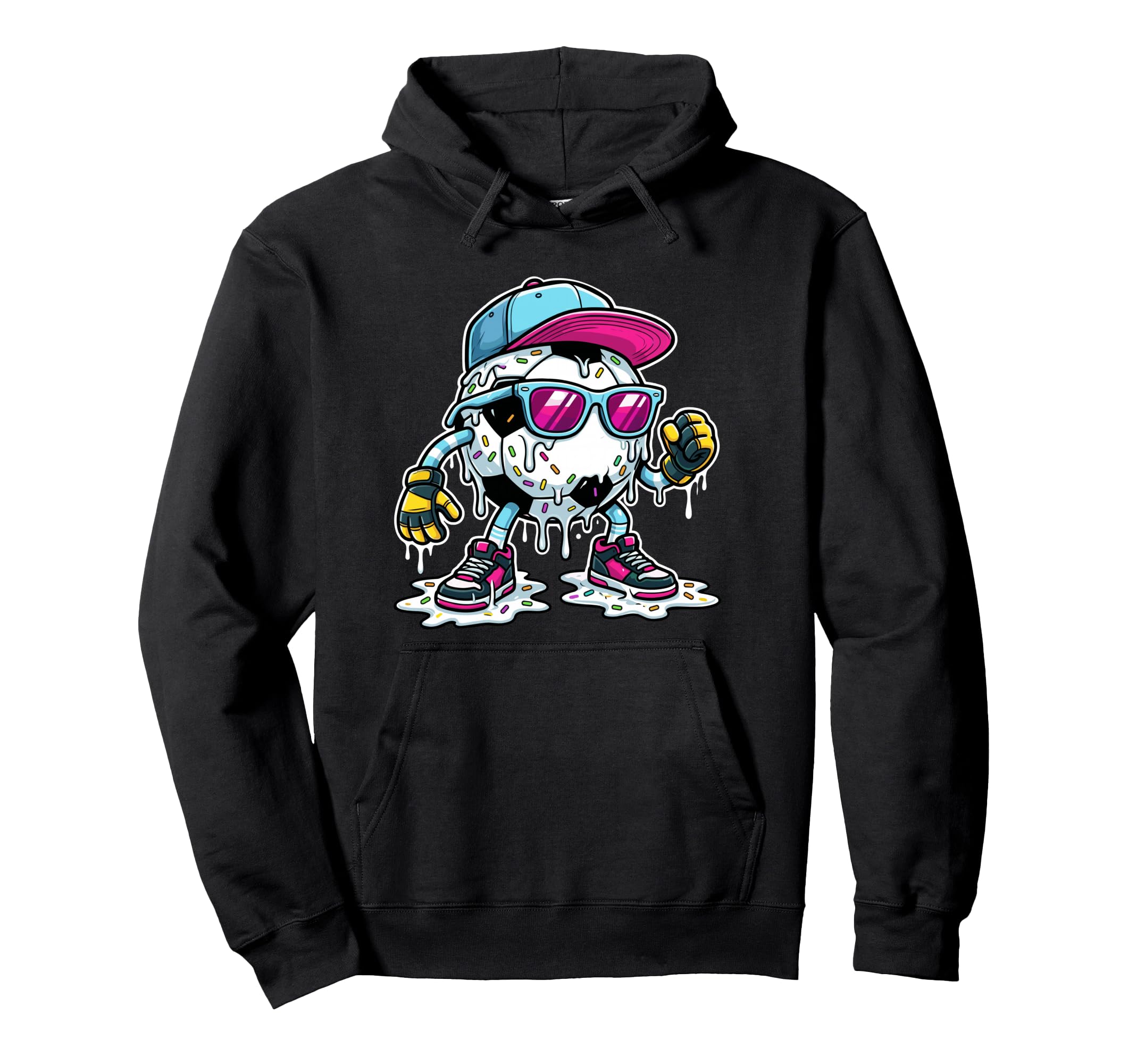 Soccer Ball Melting Ice Cream Drip Goalie Hoodie - Trendy Graphic Unisex