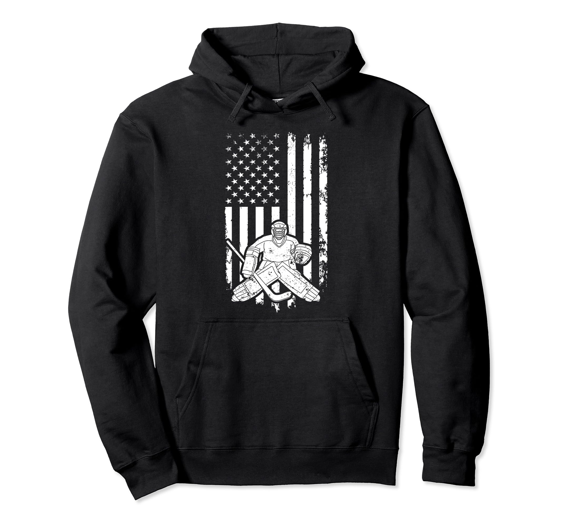 Ice Hockey Goalkeeper Us Flag Ice Hockey Hoodie - Graphic Print Unisex