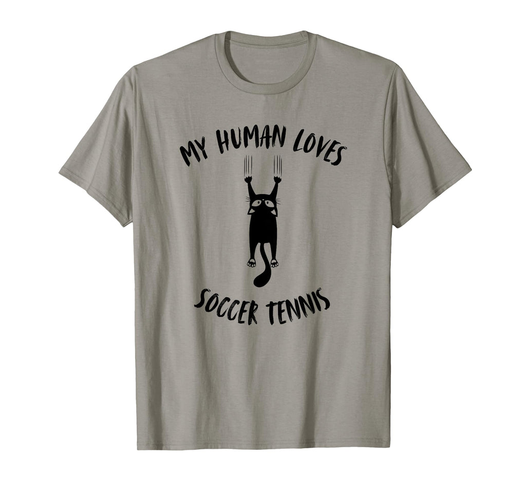 My Human Loves Soccer Tennis Cat Parent T-Shirt - Custom Art Print Unisex