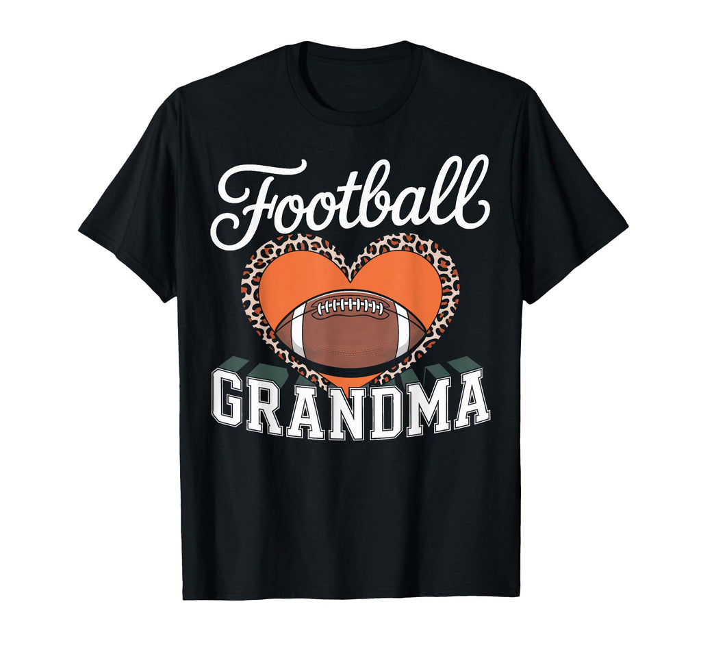 Football Grandma Heart Leopard Soccer T-Shirt - Fun Novelty Design Unisex