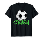 Soccer Player 7Th Birthday 7 Years T-Shirt - Custom Art Print Men Women
