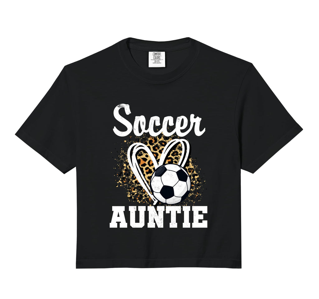 Soccer Auntie Leopard Heart Matching Family Hoodie - Graphic Print Unisex