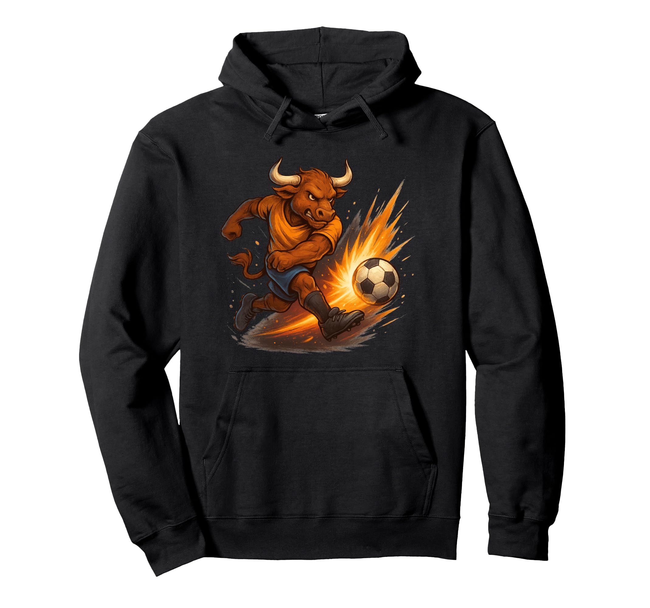Soccer Bull Fierce Power Kick Hoodie - Fun Novelty Design for Adults