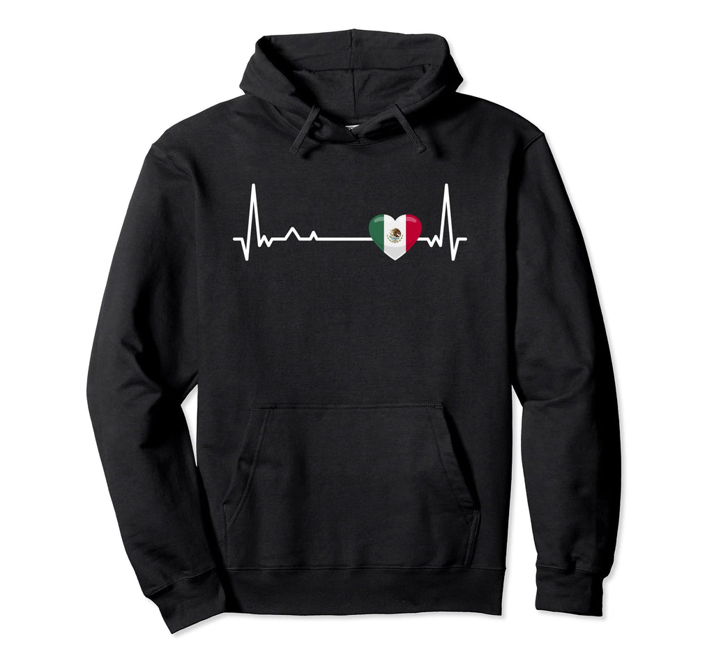 Heartbeat Mexico Flag Soccer Fan Hoodie - Casual Everyday Wear for Adults