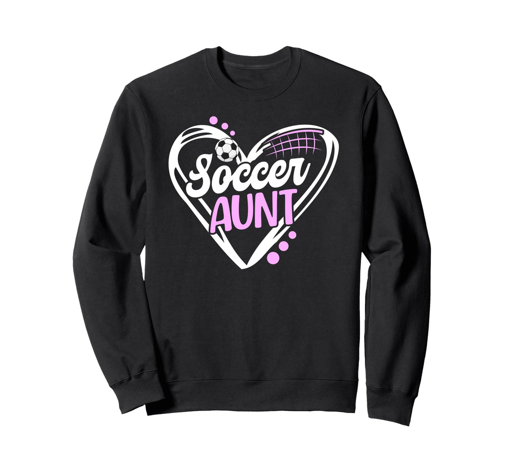 Soccer Aunt Heart Aunt Soccer Sweatshirt - Fun Novelty Design Unisex