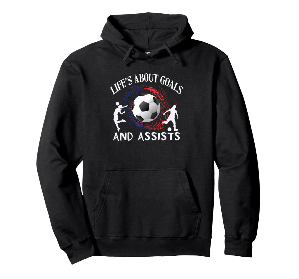 Lifes About Goals And Assists Hoodie - Fun Novelty Design for Adults