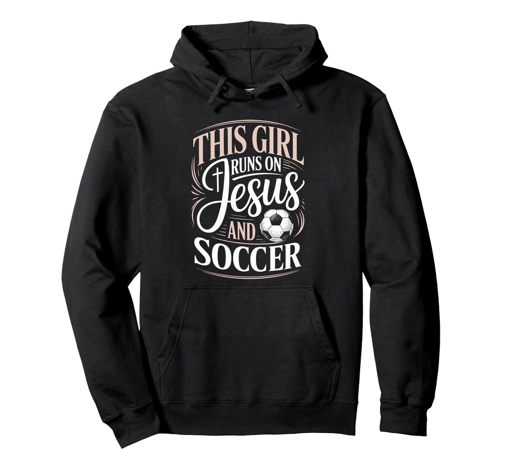 This Runs Jesus And Soccer Player Faith Hoodie - Novelty Apparel Unisex