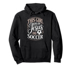 This Runs Jesus And Soccer Player Faith Hoodie - Novelty Apparel Unisex