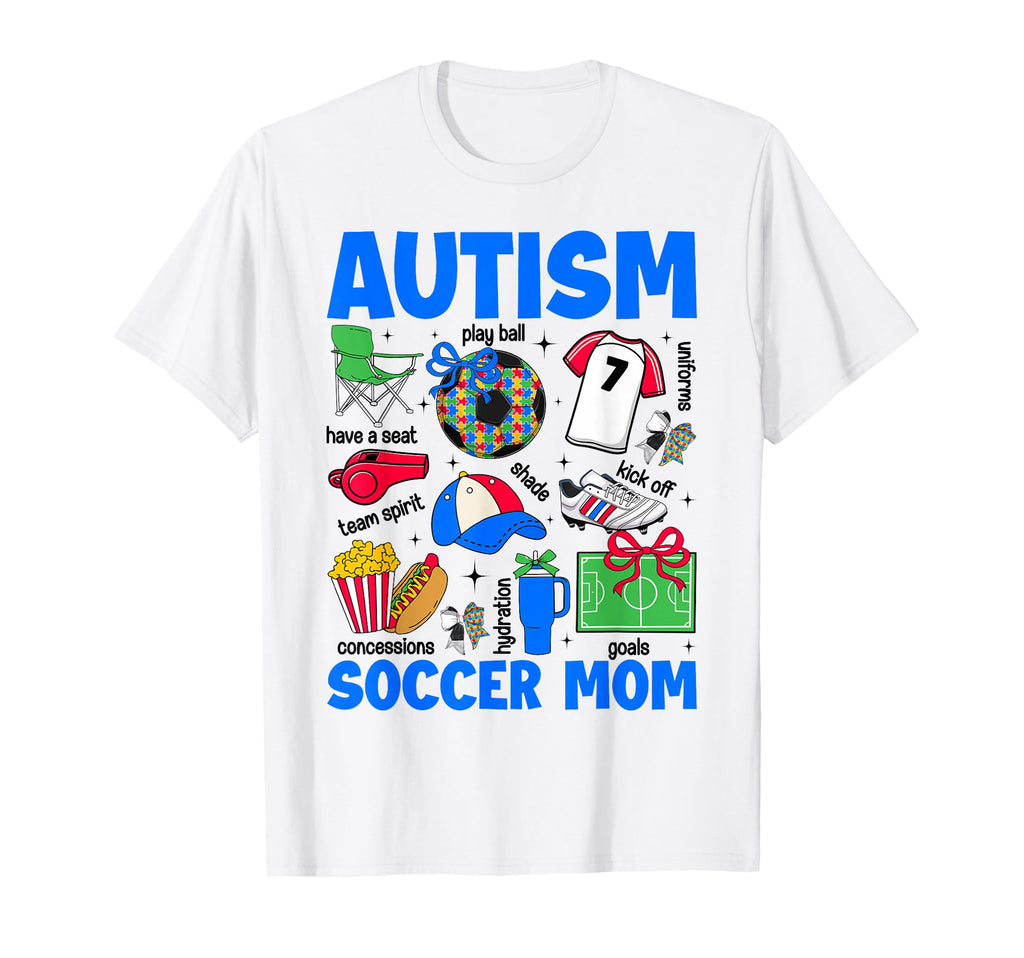 Autism Soccer Mom Mama Autism Awareness T-Shirt - Graphic Print for Adults