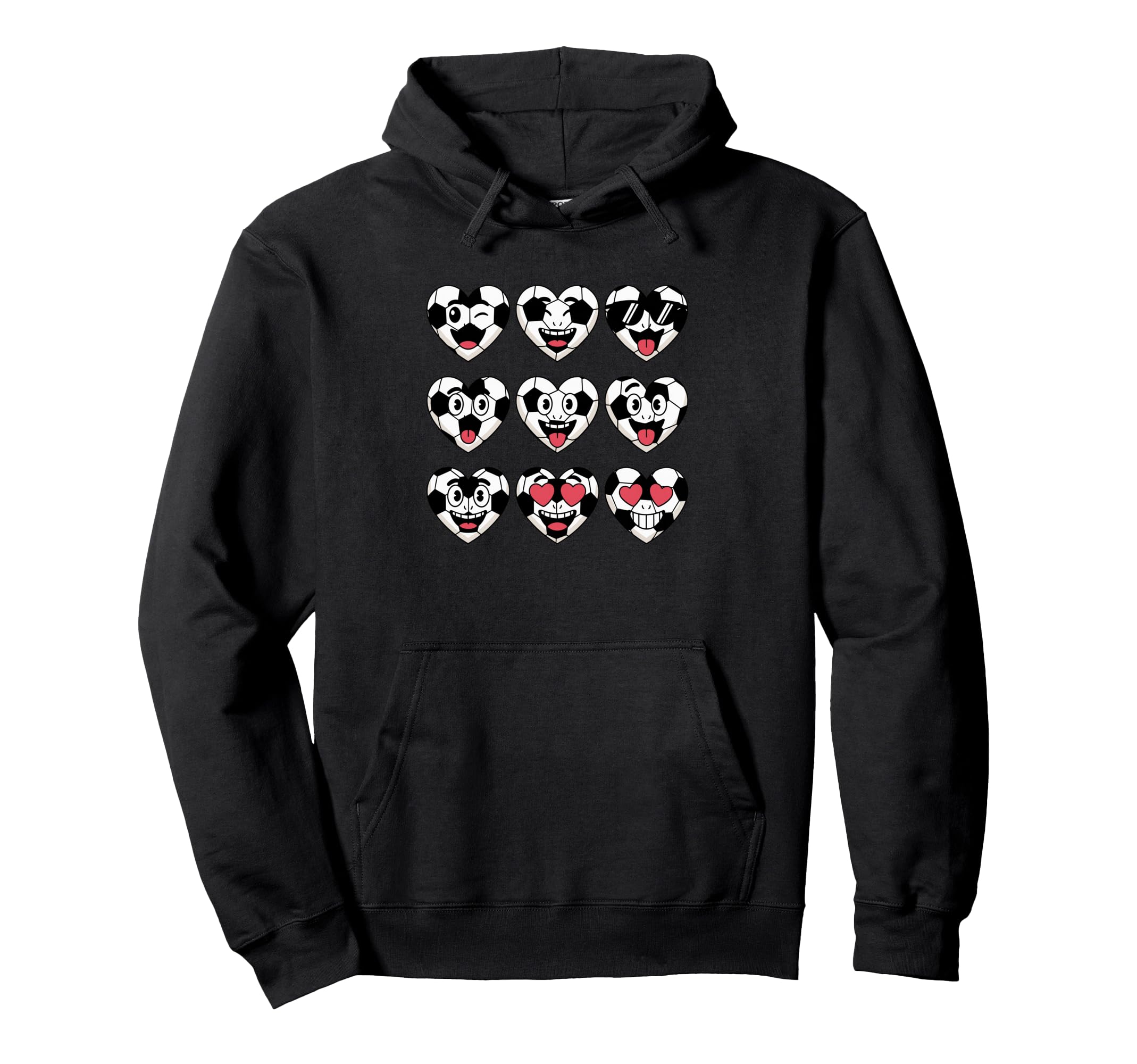 Soccer Heart Faces Football Love Hoodie - Trendy Graphic Unisex