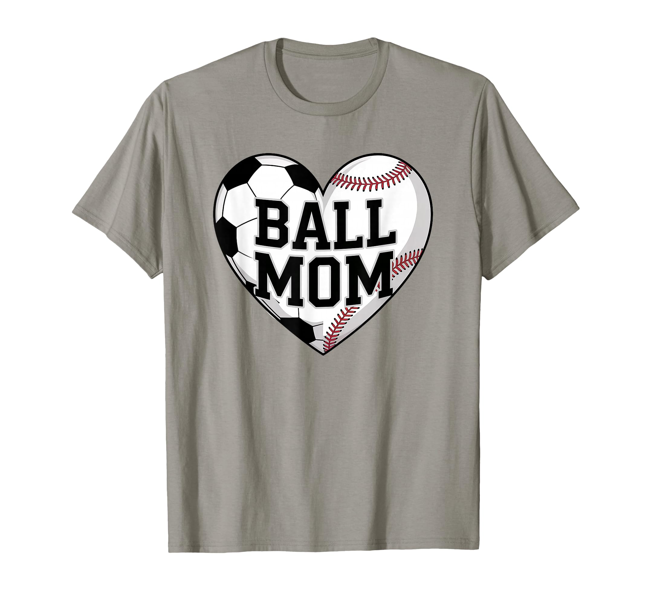 Ball Mom Heart Funny Baseball Soccer T-Shirt - Fun Novelty Design Unisex