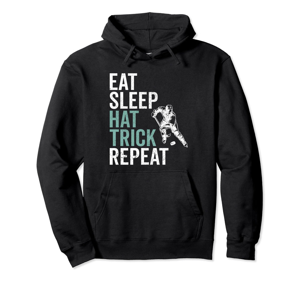 Eat Sleep Hat Trick Repeat Ice Hockey Hoodie - Streetwear Style Unisex