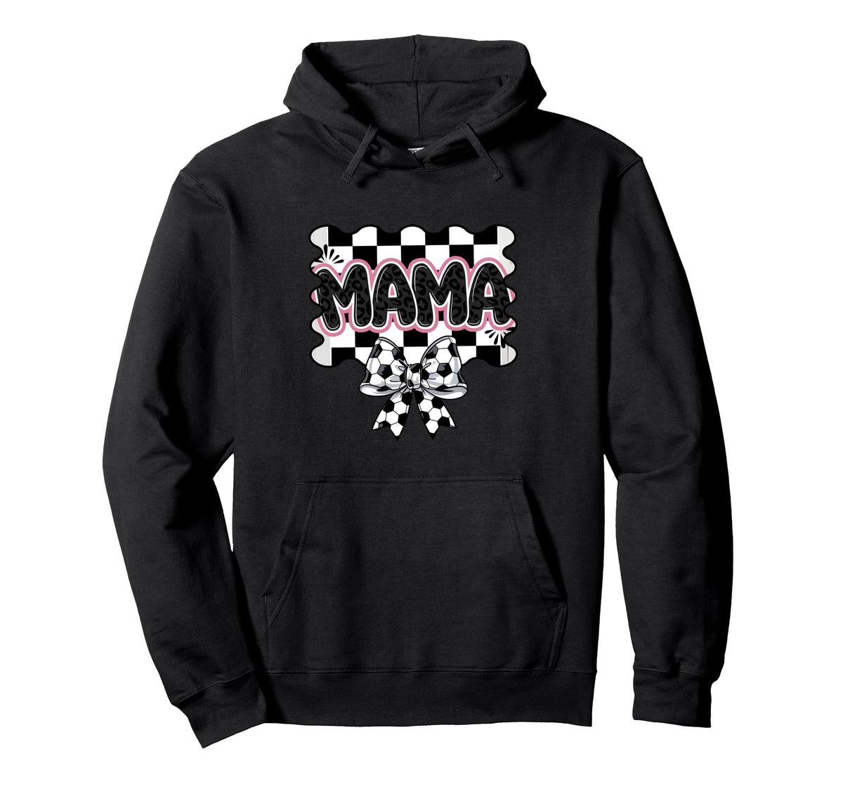 Checkered Soccer Mama Bow Leopard Football Hoodie - Unique Graphic Unisex
