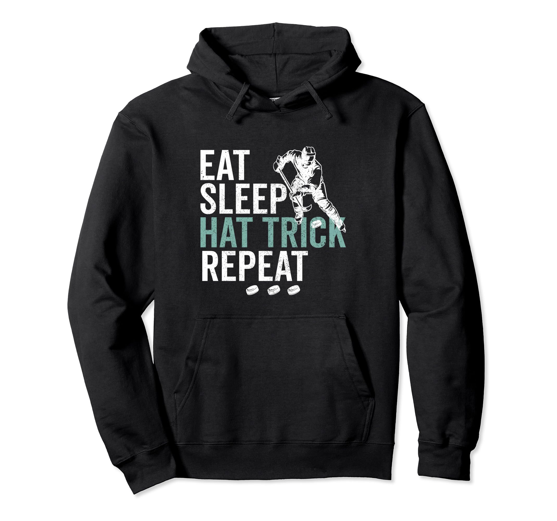 Eat Sleep Hat Trick Repeat Ice Hockey Hoodie - Aesthetic Graphic Unisex