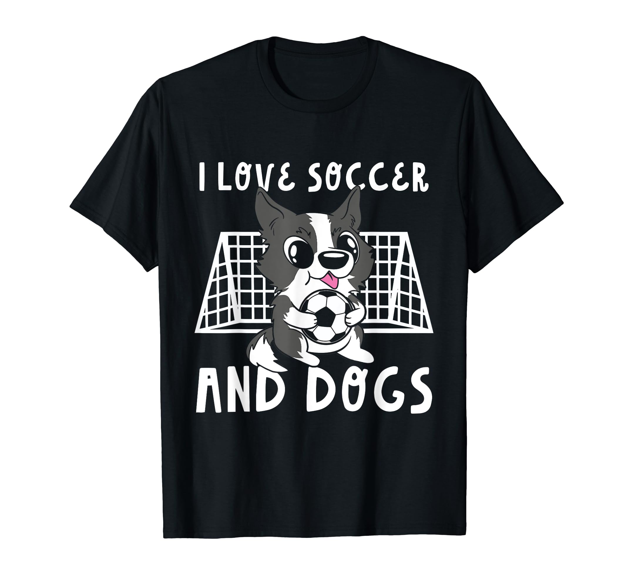 I Love Soccer And Dogs Goalie T-Shirt - Fun Novelty Design for Adults