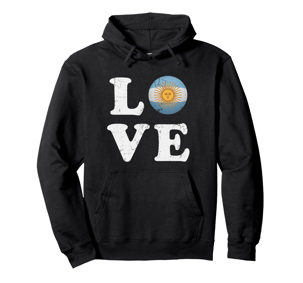Love Argentina Flag Soccer Ball Hoodie - Novelty Apparel for Adults