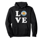 Love Argentina Flag Soccer Ball Hoodie - Novelty Apparel for Adults