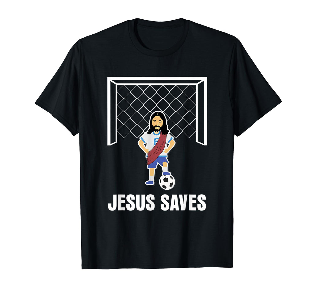 Jesus Saves Funny Christian Goalie T-Shirt - Graphic Print Unisex