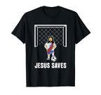 Jesus Saves Funny Christian Goalie T-Shirt - Graphic Print Unisex