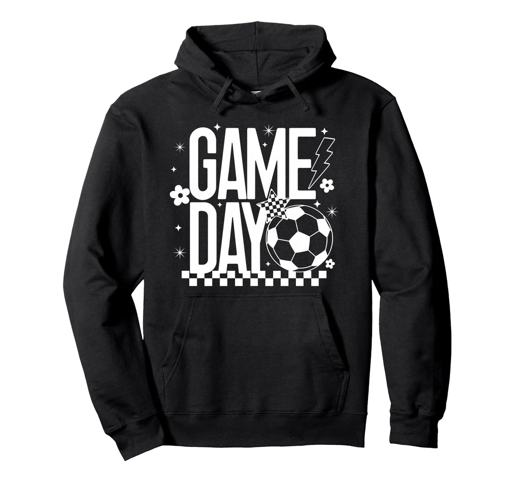 Game Day Soccer Season Mom Checkered Hoodie - Unique Graphic for Adults