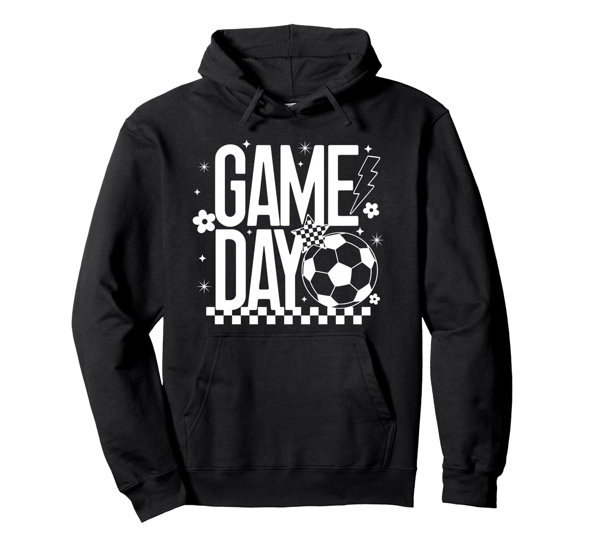 Game Day Soccer Season Mom Checkered Hoodie - Unique Graphic for Adults