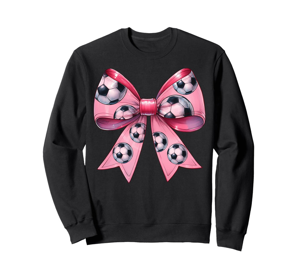 Coquette Bow Soccer Ball Pattern Sweatshirt - Streetwear Style Unisex