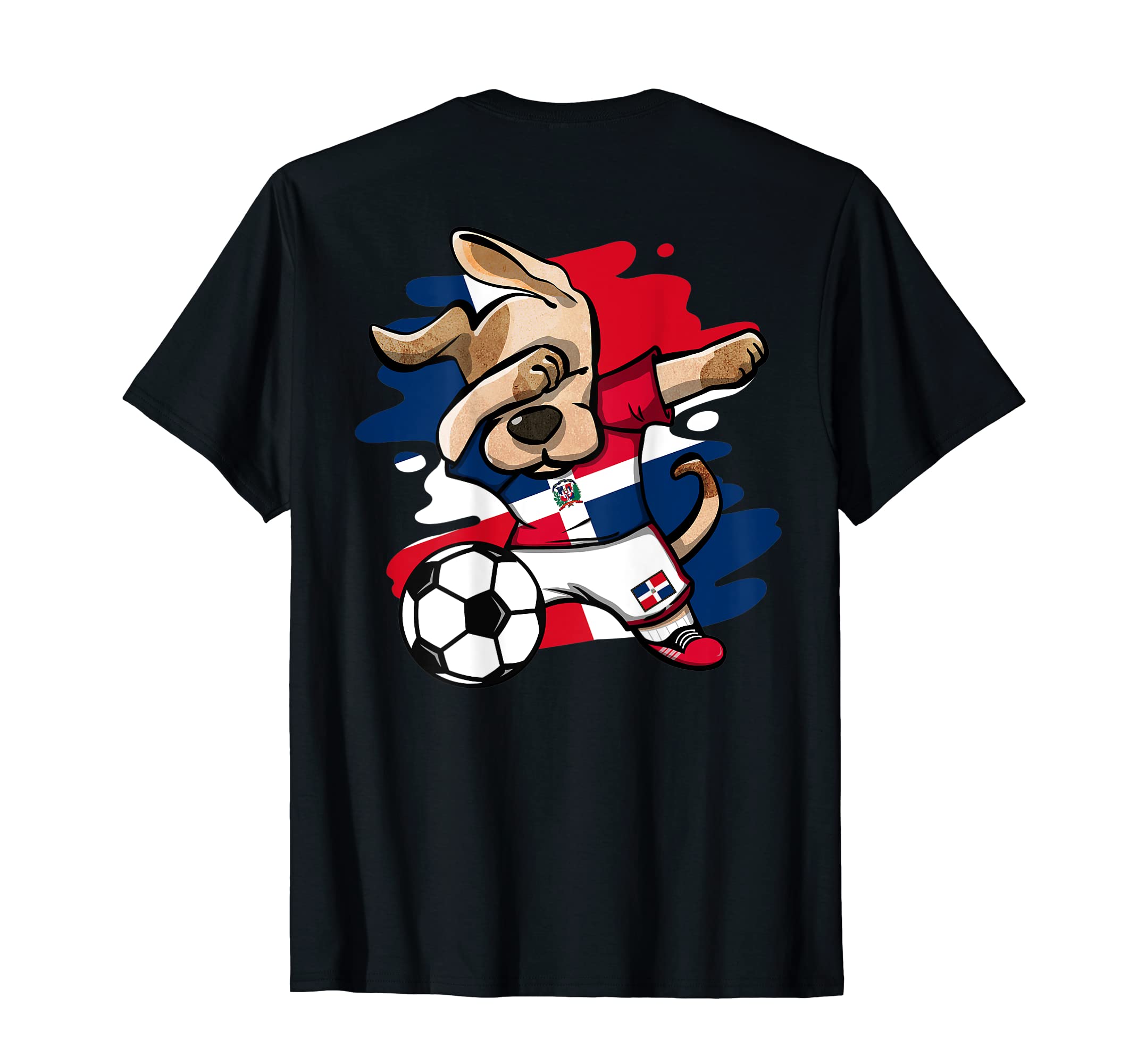 Dabbing Dog Dominican Republic Soccer T-Shirt - Unique Graphic for Adults