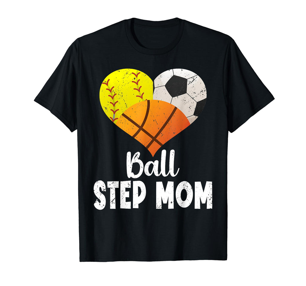 Ball Step Mom Heart Softball Soccer T-Shirt - Aesthetic Graphic Unisex