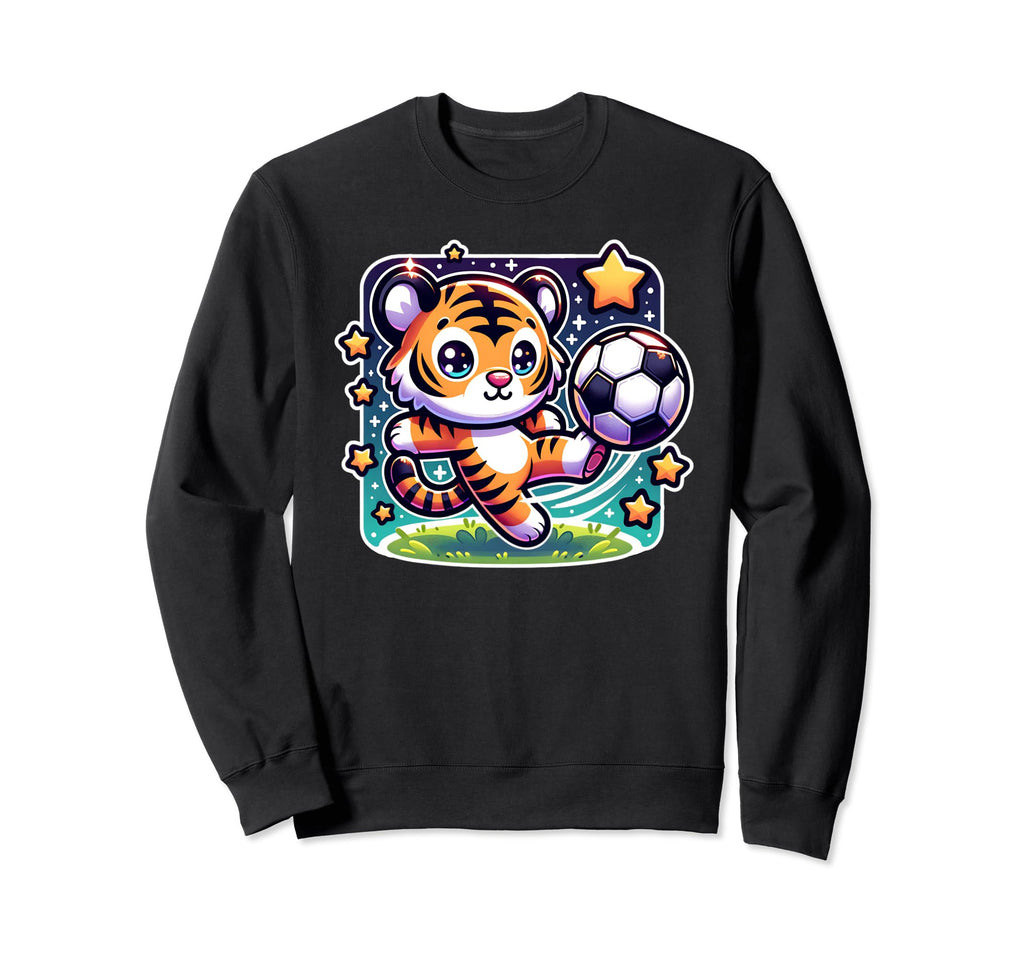 Soccer Player Tiger Cub Kicking Sweatshirt - Fun Novelty Design Unisex