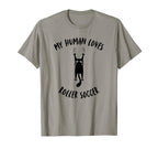 My Human Loves Roller Soccer Cat T-Shirt - Fun Novelty Design Unisex