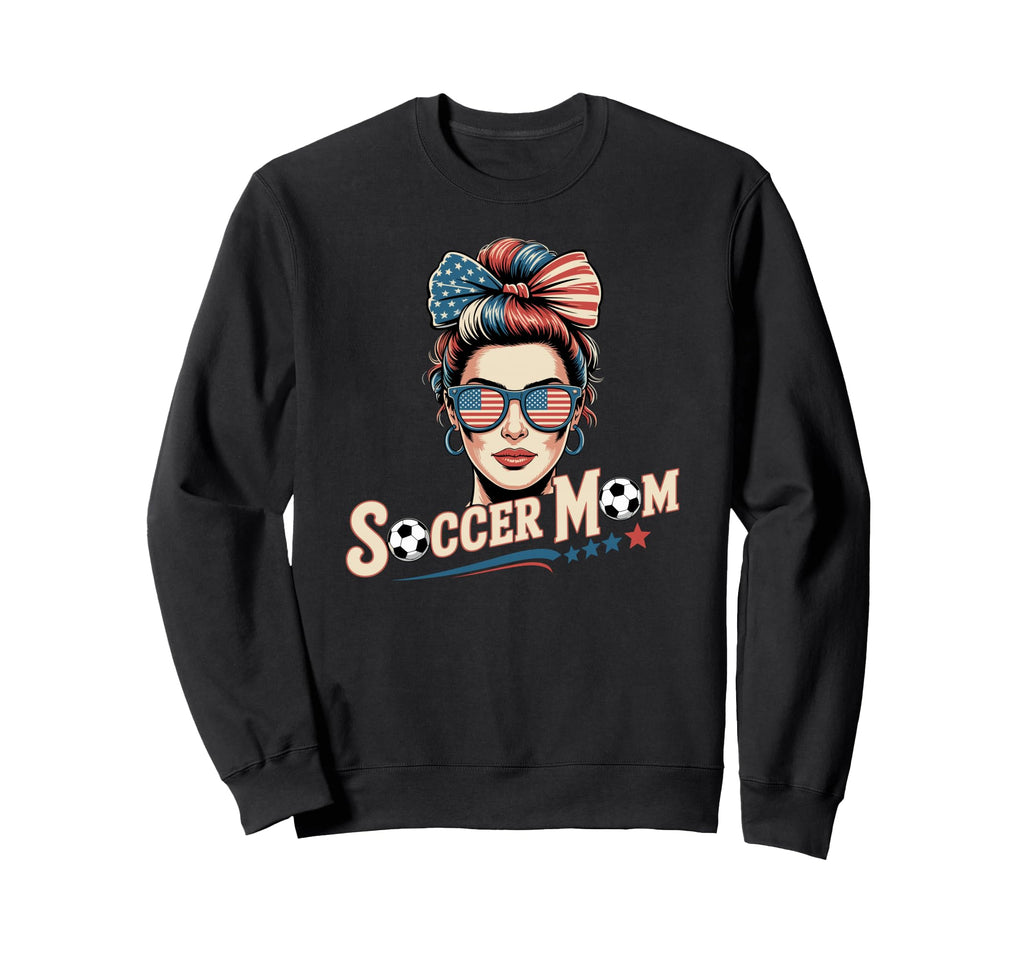 Patriotic Soccer Mom American Flag Sweatshirt - Graphic Print Men Women