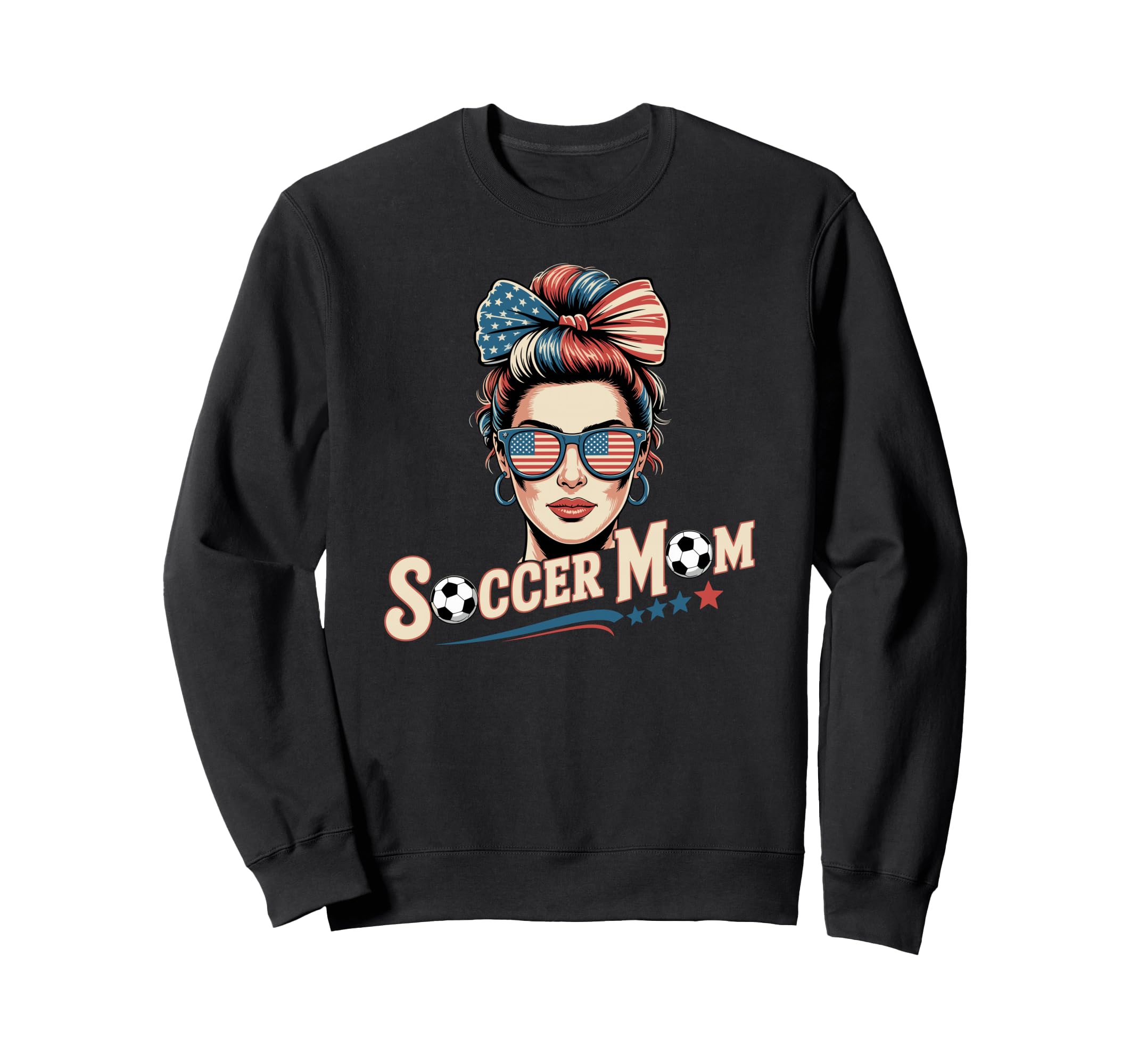 Patriotic Soccer Mom American Flag Sweatshirt - Graphic Print Men Women