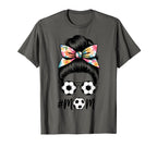 Messy Bun Bandana Soccer Mom Soccer T-Shirt - Novelty Apparel Men Women