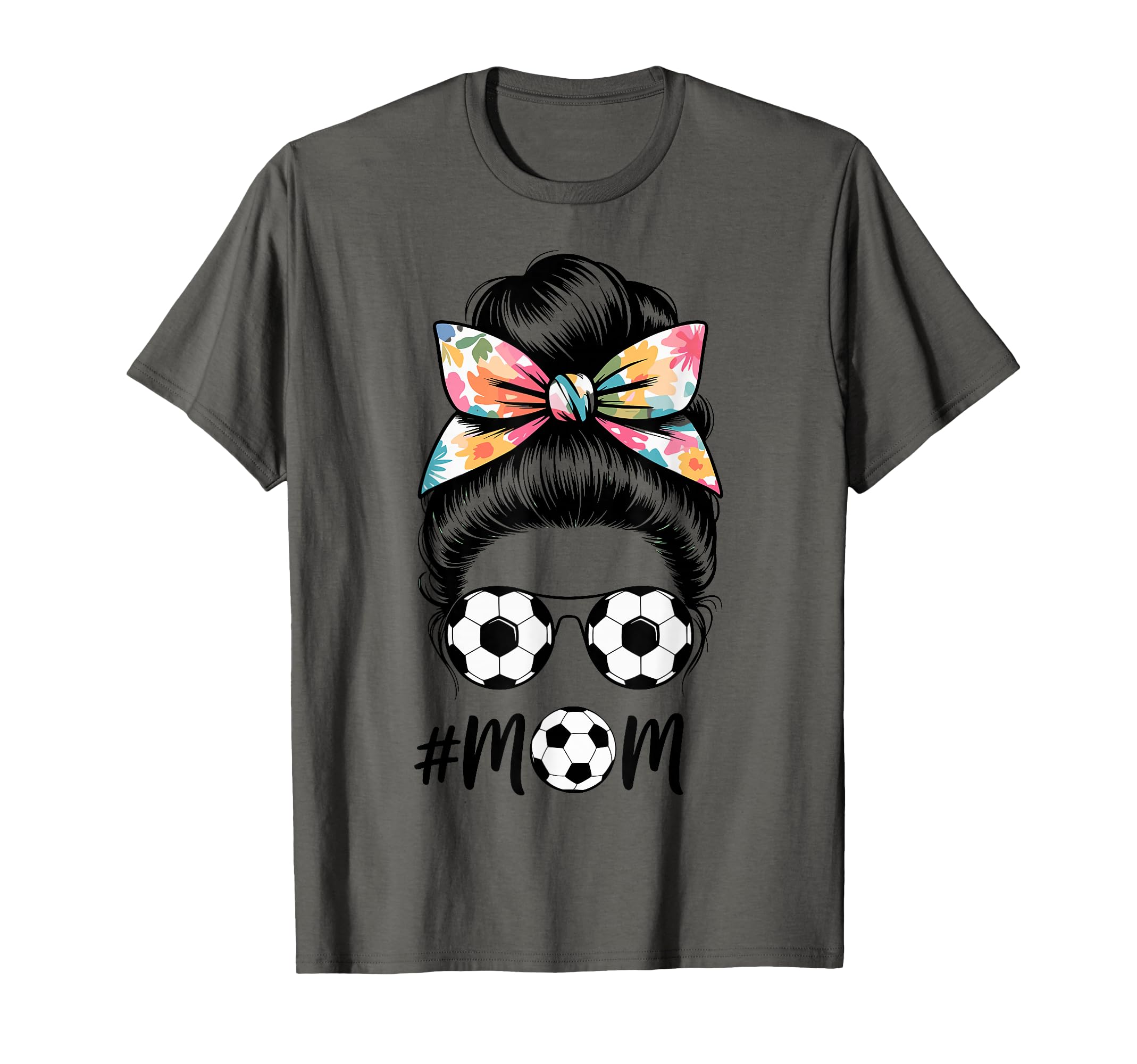 Messy Bun Bandana Soccer Mom Soccer T-Shirt - Novelty Apparel Men Women