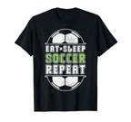 Eat Sleep Soccer Repeat Soccer Player T-Shirt - Aesthetic Graphic Unisex