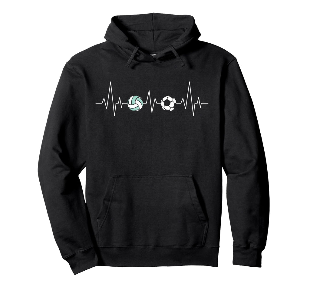 Soccer Volleyball Heartbeat Funny Sport Hoodie - Novelty Apparel for Adults