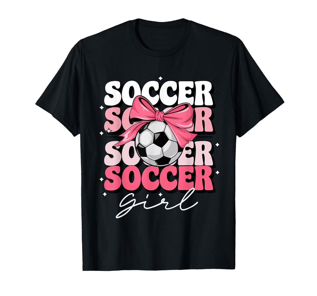 Groovy Soccer Coquette Bow Soccer T-Shirt - Casual Everyday Wear for Adults