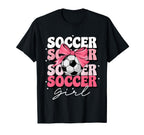 Groovy Soccer Coquette Bow Soccer T-Shirt - Casual Everyday Wear for Adults