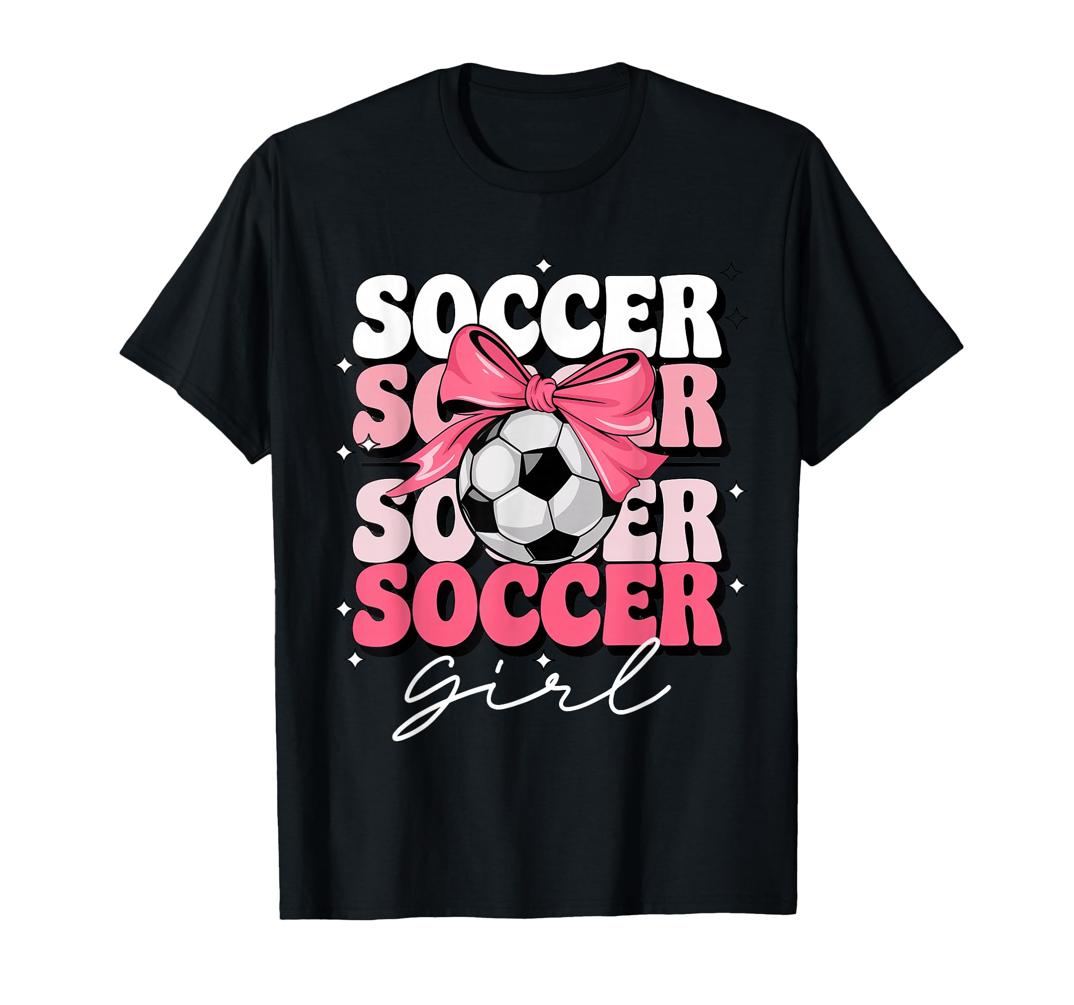 Groovy Soccer Coquette Bow Soccer T-Shirt - Casual Everyday Wear for Adults