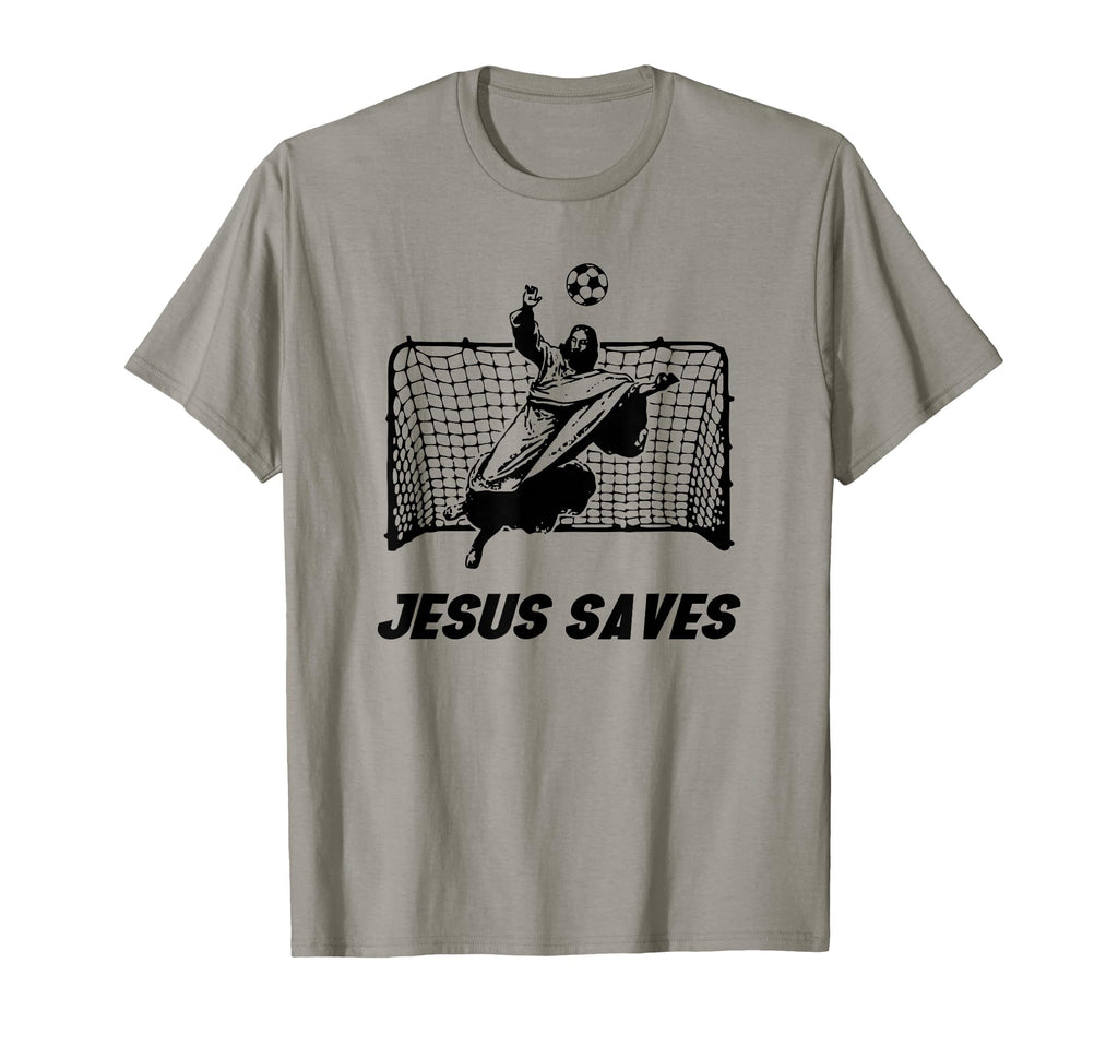 Jesus Saves Jesus Saved Soccer Goalie T-Shirt - Graphic Print for Adults