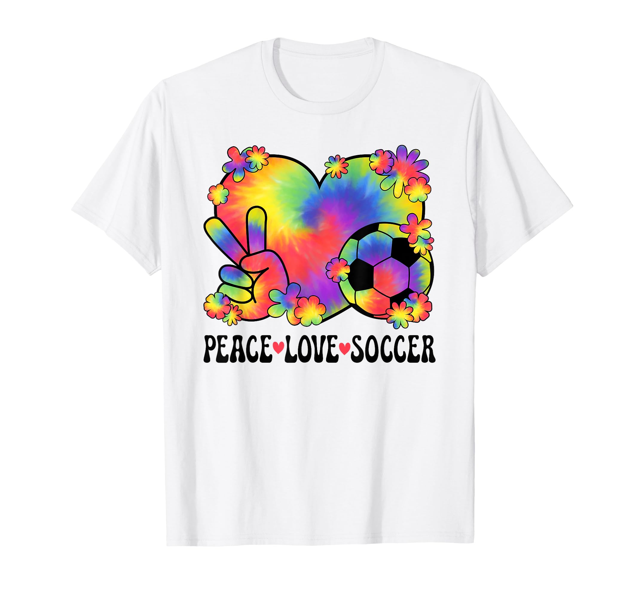 Peace Love Soccer Lover 60S 70S T-Shirt - Novelty Apparel for Adults